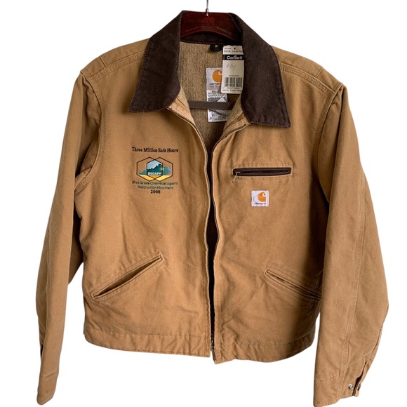 🆕 Vintage Carhartt Womens WJ097 CML Camel Brown Detroit Jacket Blanket Lined L - Picture 1 of 11
